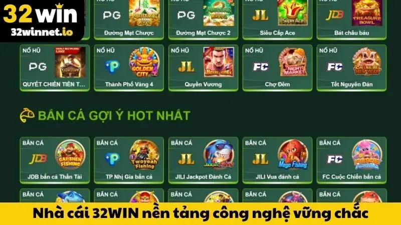 Hệ thống nhà cái 32WIN được xây dựng trên nền tảng công nghệ vững chắc